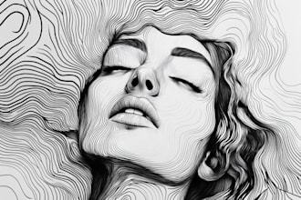 draw vector line art in black and white