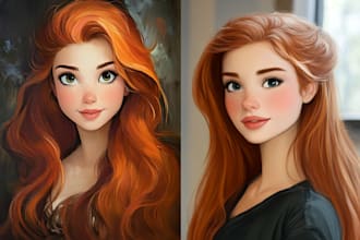 draw you a beautiful portrait in disney cartoon