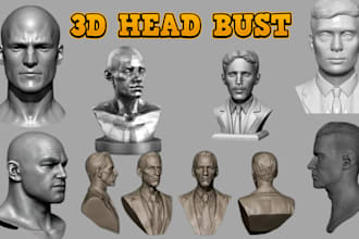 create custom 3d head bust, face portrait or full 3d character for printing