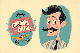 create retro vintage cartoon character illustration