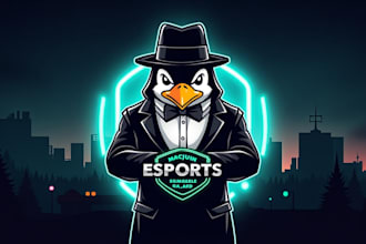 design awesome penguin mafia logo with unlimited revisions
