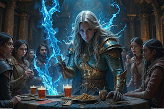 make a concept art, dnd party sci fi character, game art