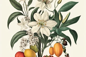 create botanical vector illustration of plants and flowers