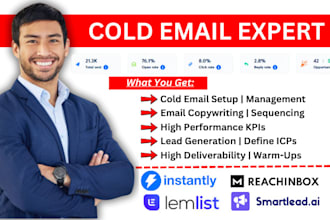 setup and manage cold email with instantly ai, smartlead ai, lemlist, reachinbox