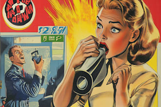 draw a retro vintage comic illustration