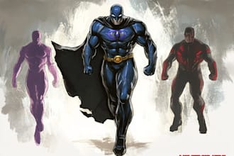 create concept art superhero character design for comics