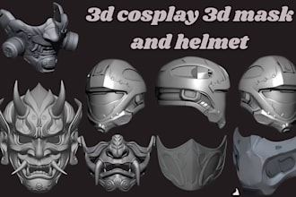 sculpt 3d mask 3d helment 3d cosplay props cosplay mask 3d model mask for prints