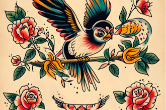 create old school or traditional tattoo style design