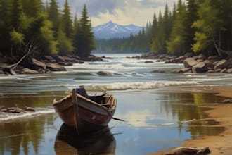 paint landscape in real oil painting on canvas