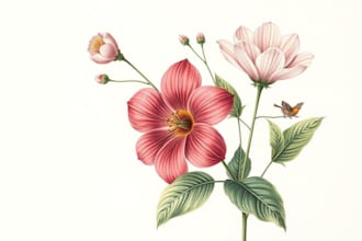 draw botanical illustration of plants and flowers