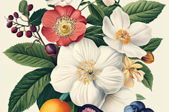 draw botanical illustration of flower logo illustration