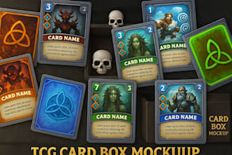design card game template tcg design playing card frame box card box mockup