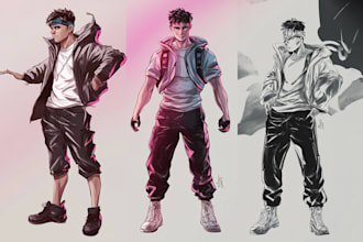 draw character and illustration with semi realistic style
