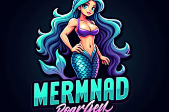 design high quality esport mermaid mascot logo with fastest delivery