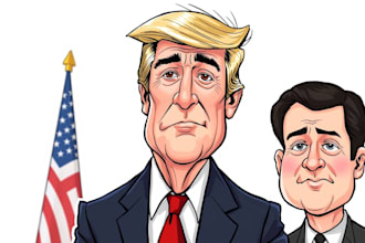 draw a political caricature and cartoon art