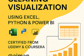 do data analysis, data cleaning and visualization in excel or python