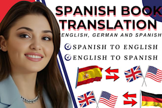 do professional book translation, childrens book into german, spanish or english