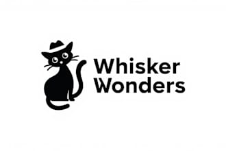 do black silhouette of cat hat mascot logo design