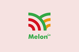 design a modern creative melon fruit brand logo