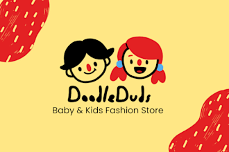 create a playful and eye catching kids clothing brand logo or identity