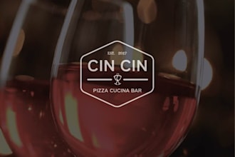 design a minimalist creative bar pizza restaurant logo