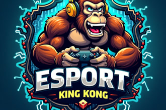 design high quality esport king kong mascot logo with fastest delivery