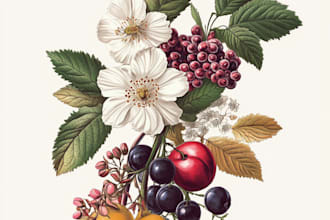 do a watercolor botanical illustration for labels and logo