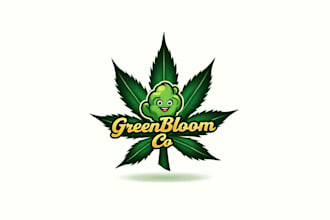 do marijuana leaf plant mascot logo design