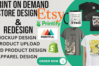 esty shopify print on demand printful printify product listing woocommerce store
