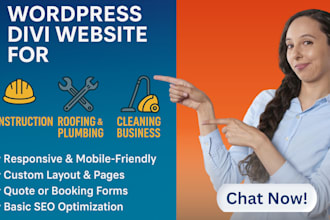 do a wordpress divi website for construction roofing plumbing cleaning business