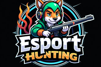 design high quality esport hunting mascot logo with free source file