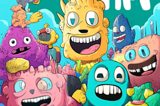 create doodle illustration, cartoon and nft art in my style