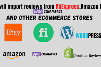 import bulk review and writing description for shopify, woo commerce products