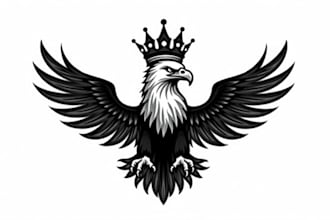 do monochrome with crowned american eagle mascot logo
