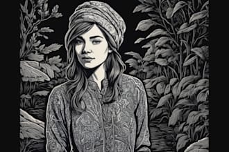 create a custom portrait in linocut style