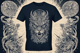 create awesome linocut style t shirt design for you