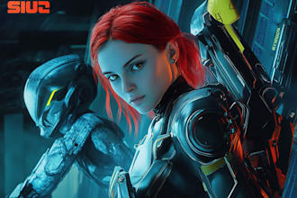 create a sci fi character illustration or sci fi character