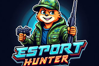 design high quality esport hunting mascot logo with free source file