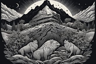 draw linocut illustration for shirt design
