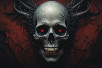 create dark art, horror or skull artworks illustration