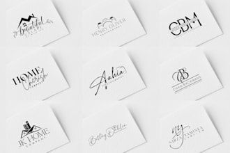 design real estate, ca and law firm, home decor, and photography logo