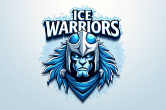 design a powerful ice warrior mascot logo for your brand