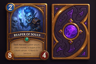 design dark fantasy tcg template set card frames, diy editable trading card game