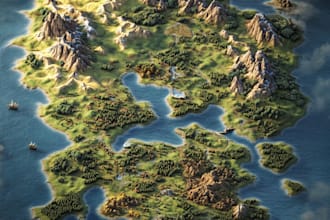 create a awesome detailed fantasy map for dnd and fiction, game or etc