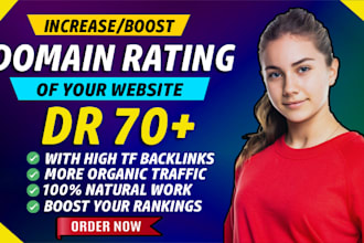 increase ahref DR domain rating 70 plus