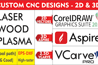 create professional cnc designs using vectric aspire and vcarve  2d and 3d