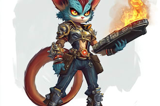 do dnd character art, 2d game character art in unique style