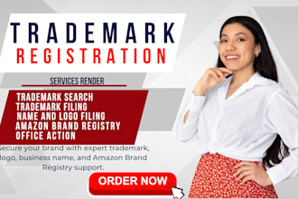 help you with trademark registration, logo, slogan, USA, amazon brand registry