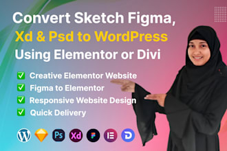 convert figma, xd, psd to wordpress by divi or elementor