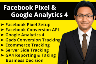 setup google analytics 4, ga4 ecommerce tracking, facebook pixel, tag manager